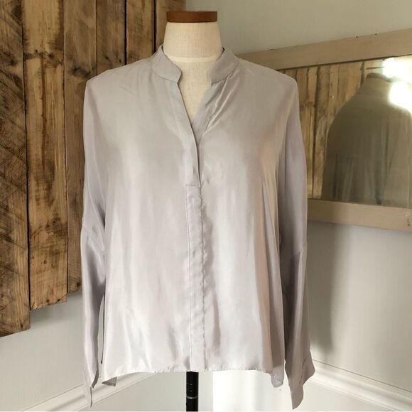 Club Monaco Dropped Shoulder Long Sleeve High Low Flowy‎ Two Button Top Size L - Picture 1 of 11